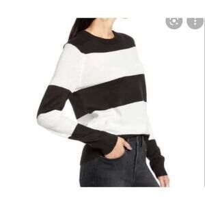 Treasure & Bond‎ Black White Wide Striped Crew Neck Size Medium NEW